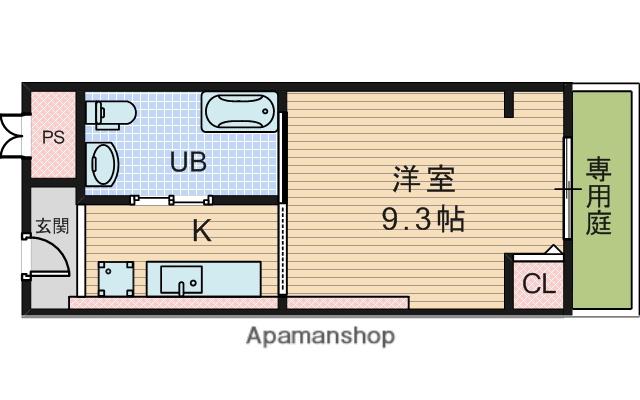 ピアスアパート(1K/1階)の間取り写真