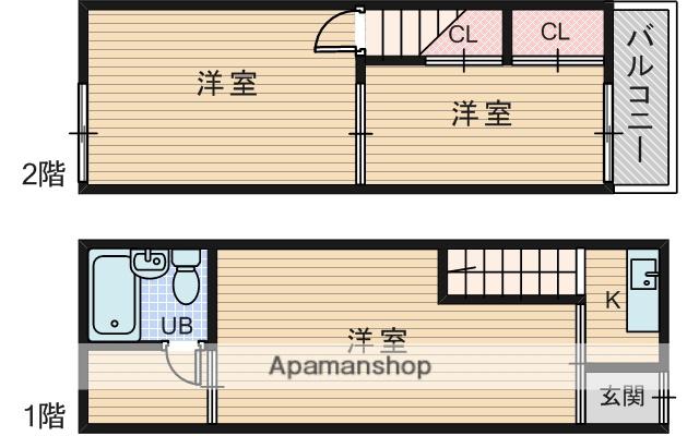 阪急電鉄宝塚線 庄内駅(大阪) 徒歩15分 2階建 築60年(3K)の間取り写真