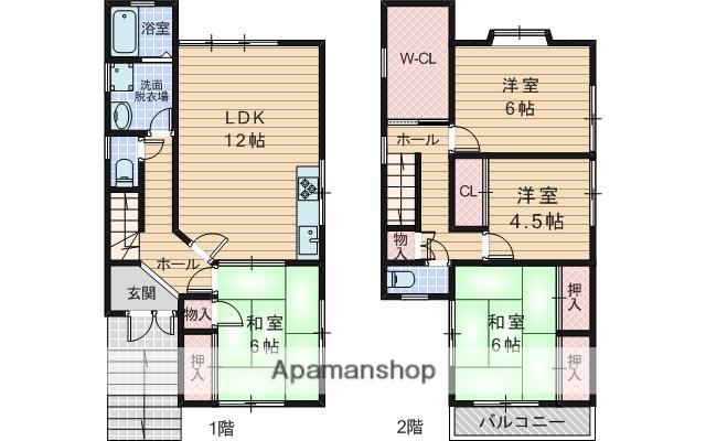 阪急電鉄宝塚線 岡町駅 徒歩6分 2階建 築30年(4LDK)の間取り写真