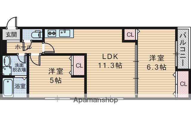 クレセル利倉東Ⅰ(2LDK/2階)の間取り写真