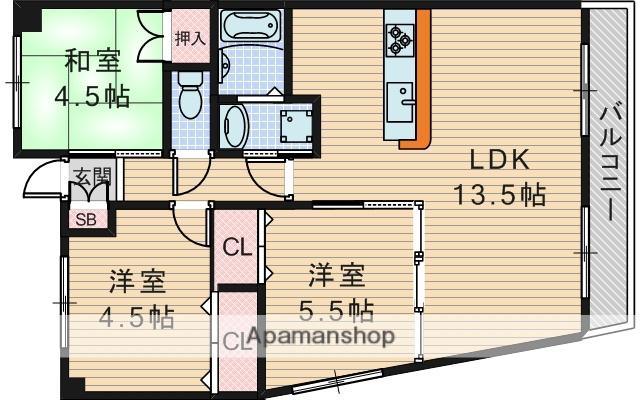 ヴェルデュール千里山西弐番館(3LDK/2階)の間取り写真