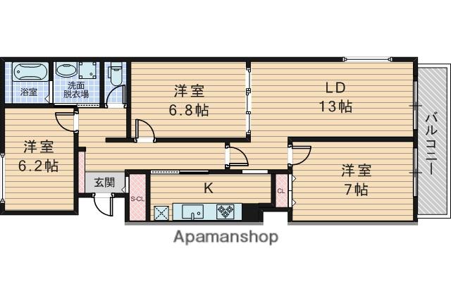 ヤマゼン久保山(3LDK/3階)の間取り写真
