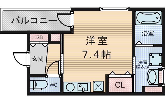 ブランシェ服部(ワンルーム/2階)の間取り写真