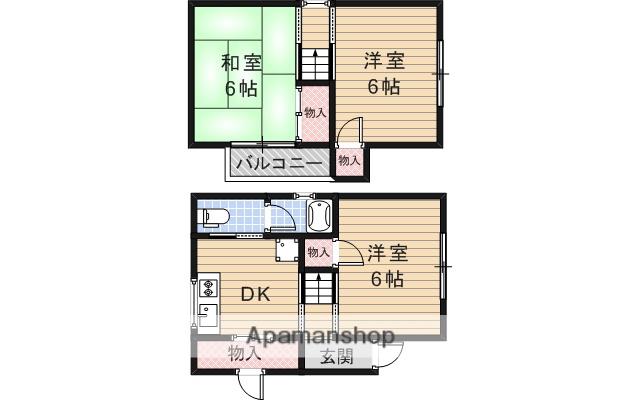 大阪府豊中市 2階建 築54年(3DK)の間取り写真