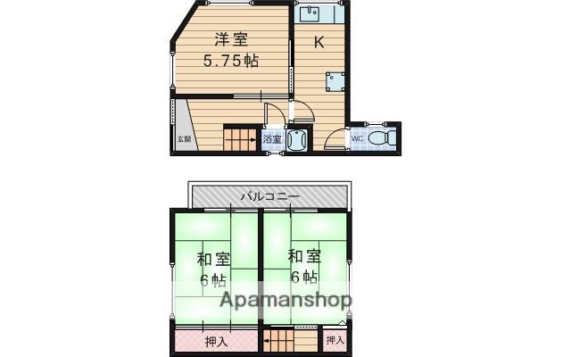 阪急電鉄宝塚線 豊中駅 徒歩15分 2階建 築61年(3K)の間取り写真