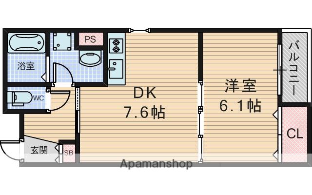 ベリッシモ蛍池(1DK/2階)の間取り写真