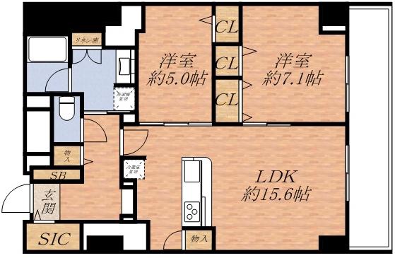 グランセジュール江坂(2LDK/9階)の間取り写真