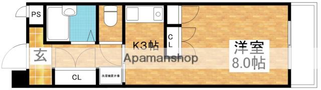 ビーバ江坂(1K/4階)の間取り写真