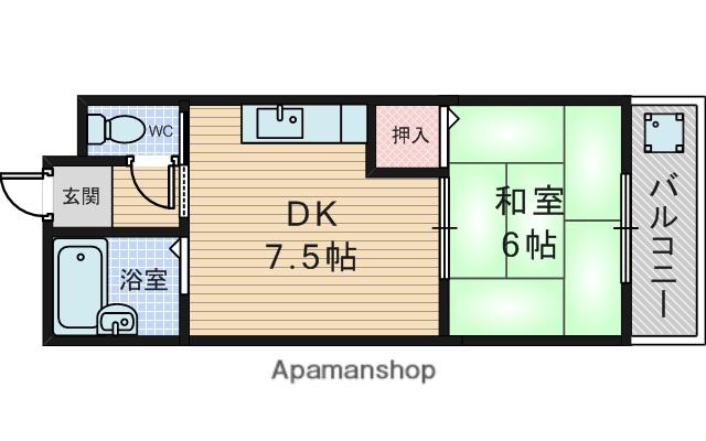 矢内ハイツ服部(1DK/4階)の間取り写真