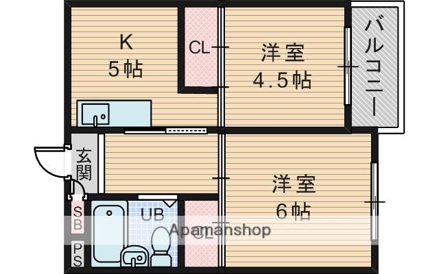 グロー緑地公園(2DK/1階)の間取り写真