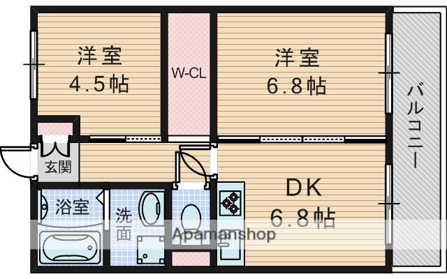 西中島東行マンション(2DK/7階)の間取り写真