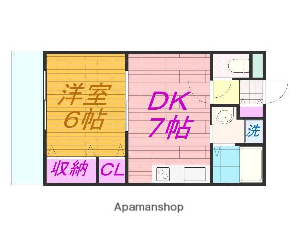 エバーグリーンハマ(1DK/1階)の間取り写真