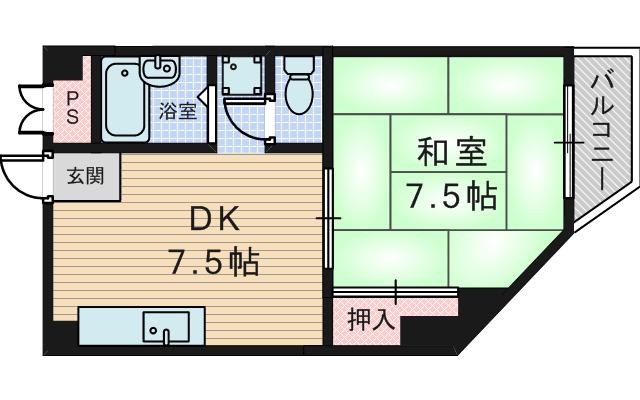 メゾンマカカーラ(1DK/4階)の間取り写真
