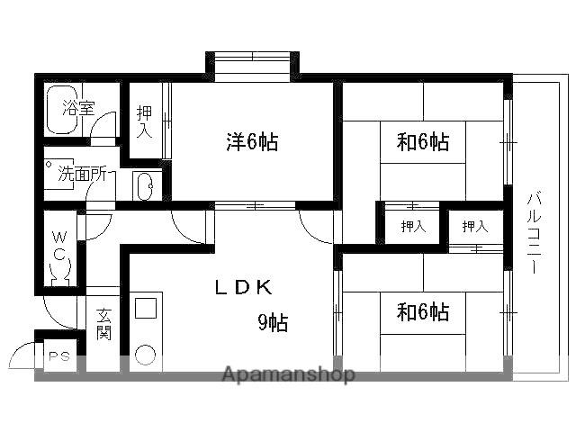ヴィラ谷内(3LDK/3階)の間取り写真