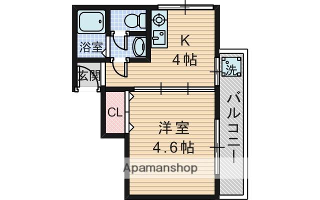 山田ハイツ(1DK/4階)の間取り写真
