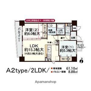 CRYSTAL SUITA TAKAHAMA(2LDK/5階)の間取り写真