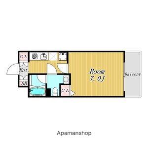 ハピネス江坂(1K/2階)の間取り写真