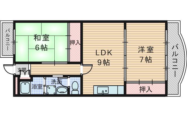 ハマハイツ(2LDK/3階)の間取り写真