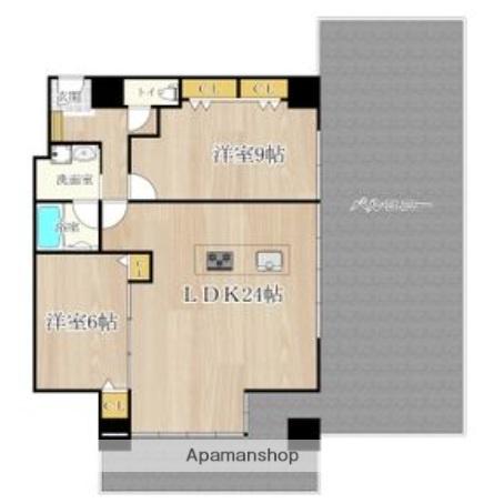 ザ・グランドビュー・オオサカ(2LDK/3階)の間取り写真