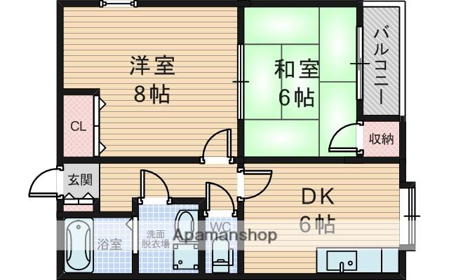 ストーク岡町(2DK/1階)の間取り写真