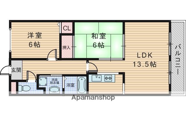 ベルヴュー長興寺Ⅱ(2LDK/2階)の間取り写真