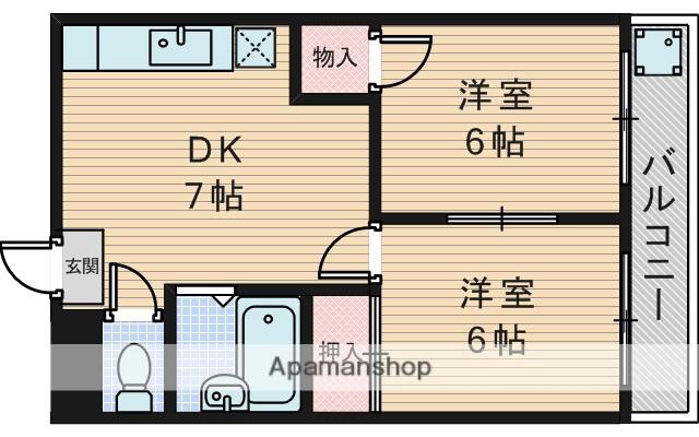 グランドール服部(2DK/2階)の間取り写真