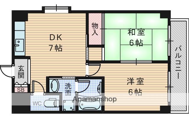 新大阪パークランド(2DK/5階)の間取り写真
