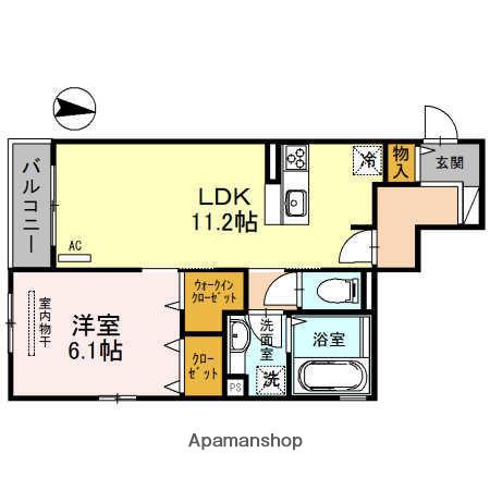 ディー・マルス(1LDK/2階)の間取り写真