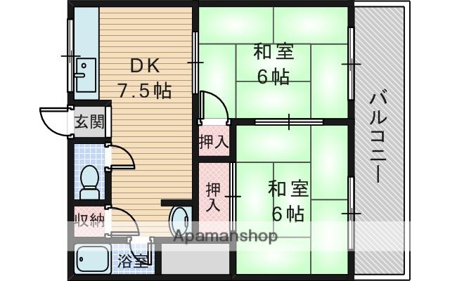 東泉ヶ丘ハイツ(2DK/1階)の間取り写真
