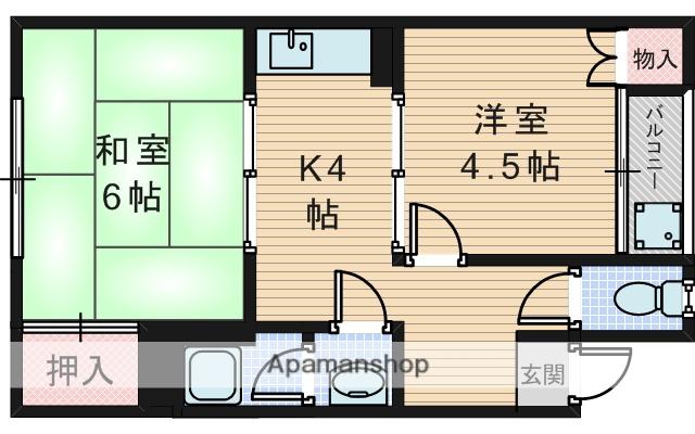 清美マンション(2K/3階)の間取り写真