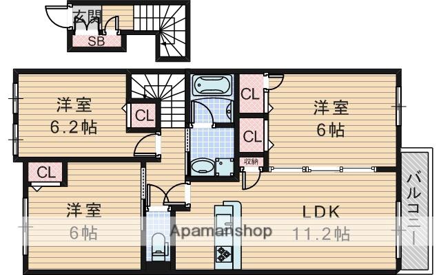 シャーメゾン ノース GUARDIAN(3LDK/2階)の間取り写真