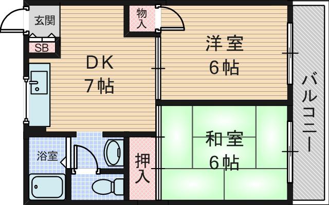 第2淀川ビル(2DK/2階)の間取り写真