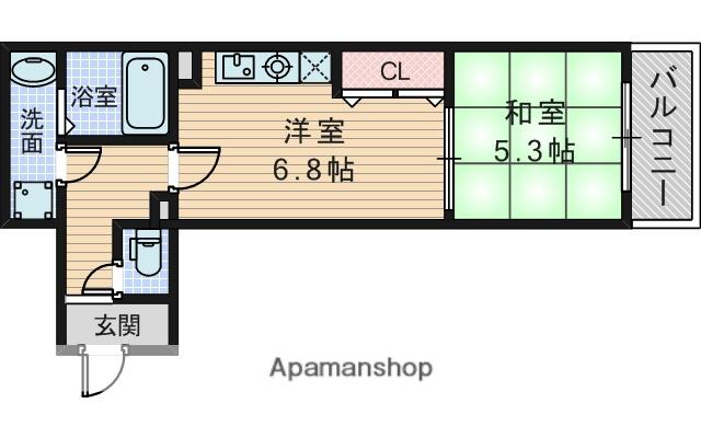 震雲マンション(1DK/3階)の間取り写真