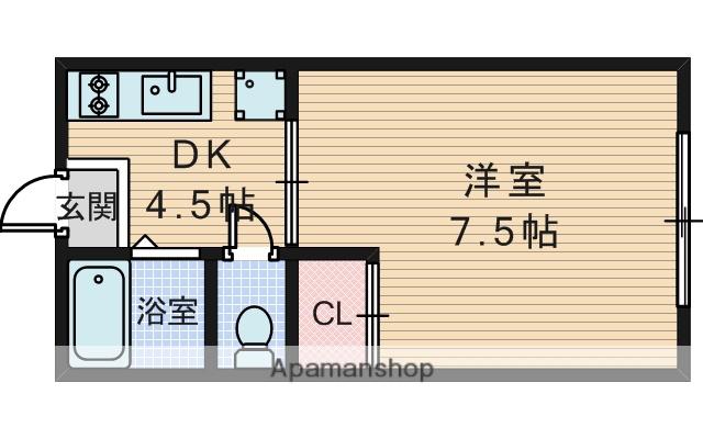 コンフォートⅢ(1K/1階)の間取り写真