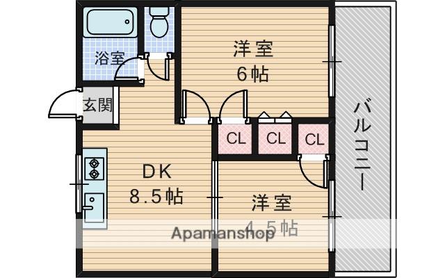 コーポラスサカエ(2DK/3階)の間取り写真