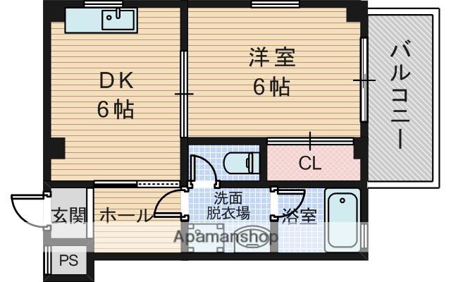 ハイツキシモト(1DK/3階)の間取り写真