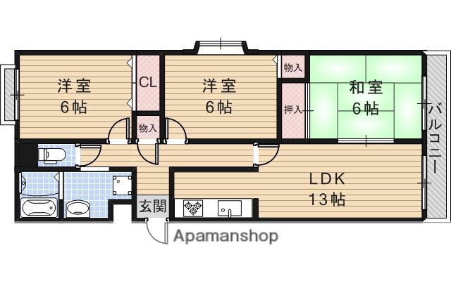 桜塚ハイツ(3LDK/2階)の間取り写真