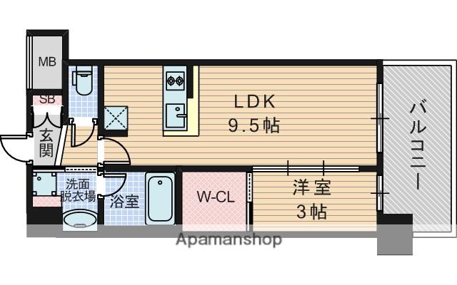 コンフォリア・リヴ新大阪西宮原ソルテラス(1LDK/4階)の間取り写真