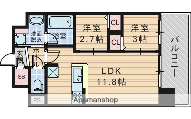 コンフォリア・リヴ新大阪西宮原ソルテラス(2LDK/5階)の間取り写真