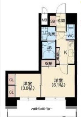 スプランディッド江坂駅前(2K/8階)の間取り写真