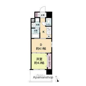 ライブガーデン江坂Ⅷ(1DK/2階)の間取り写真