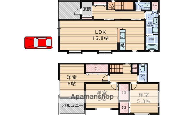 大阪モノレール本線 少路駅(大阪モノレール) 徒歩14分 2階建 築1年(3LDK)の間取り写真