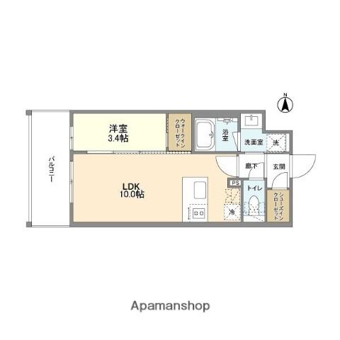 ズーノクルーズ江坂(1LDK/2階)の間取り写真