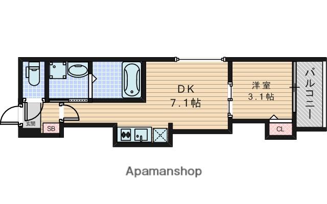 ソラーレ吹田(1DK/2階)の間取り写真