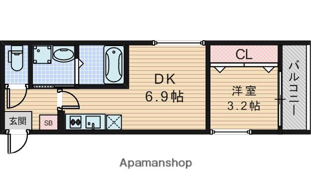 ソラーレ吹田(1DK/1階)の間取り写真