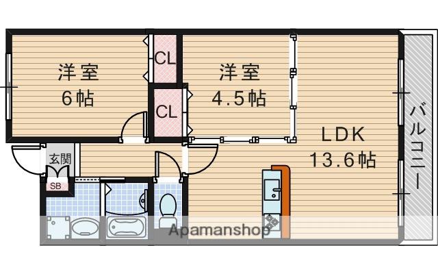 ヴェルデュール千里山西弐番館(2LDK/1階)の間取り写真