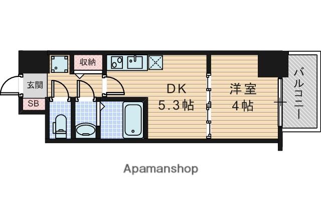 クレストコート江坂垂水町(1DK/4階)の間取り写真