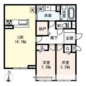エイティー千里山田(2LDK/1階)の間取り写真