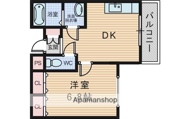 リッシュボヌール(1DK/4階)の間取り写真