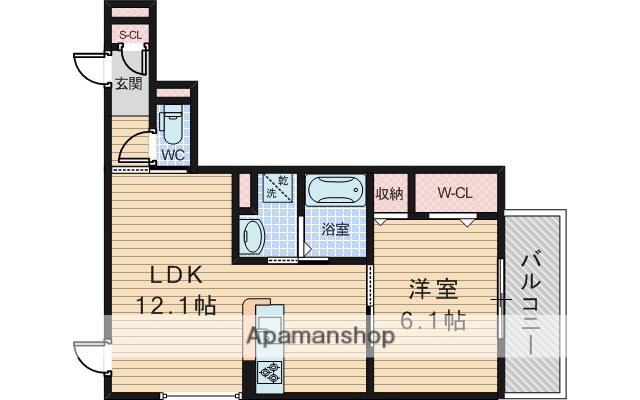 D-RESIDENCE蛍池東町(1LDK/1階)の間取り写真